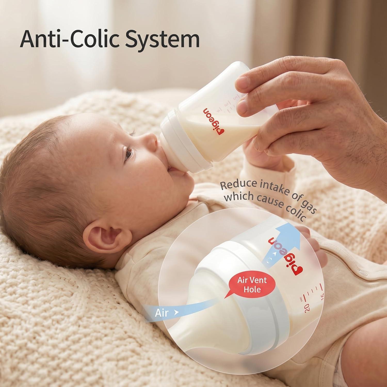 image:imagePigeon PP Nursing Bottle Wide Neck AntiColic Streamlined Body Natural Feel Easy to Clean 112 Oz Pack of 3 Includes 3pcs L Nipples 6m54Oz 4 packs