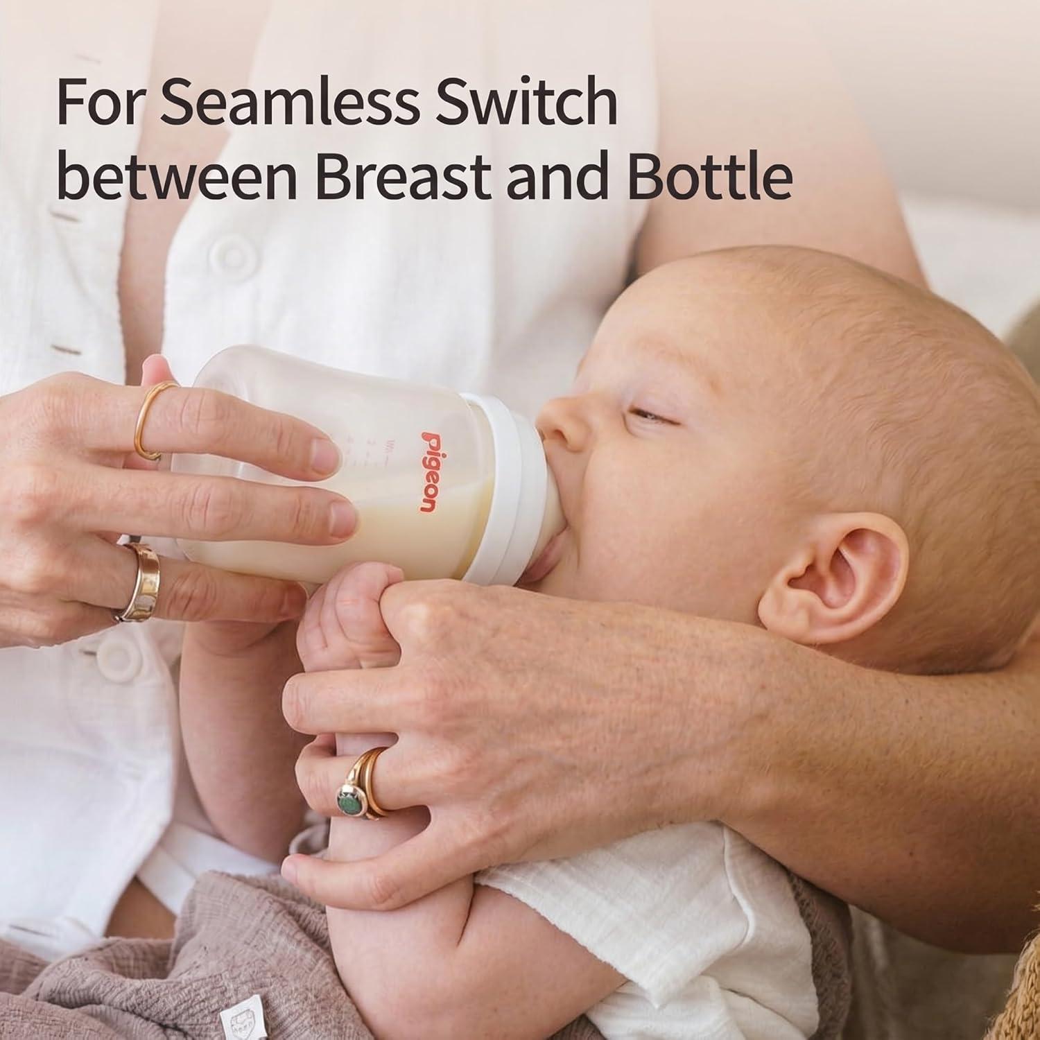 image:imagePigeon PP Nursing Bottle Wide Neck AntiColic Streamlined Body Natural Feel Easy to Clean 112 Oz Pack of 3 Includes 3pcs L Nipples 6m81Oz 4 packs
