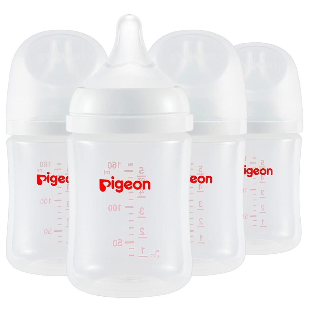 image:imagePigeon PP Nursing Bottle Wide Neck AntiColic Streamlined Body Natural Feel Easy to Clean 5 Oz Pack of 4 Includes 4pcs SS Nipples 0m54Oz 4 packs