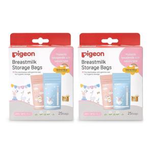 image:imagePigeon Breast Milk Storage Bag Disposable Self Standing Bag 5 Colourful Design 50 Pcs Pack of 2 6 Oz