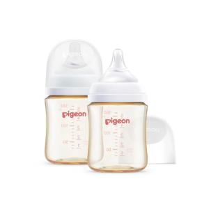 image:imagePigeon PPSU Nursing Baby Bottle Wide Neck AntiColic Streamlined Body Natural Feel Easy to Clean 8 Oz Pack of 2 Includes 2pcs M Nipples 3m54Oz  2 Packs