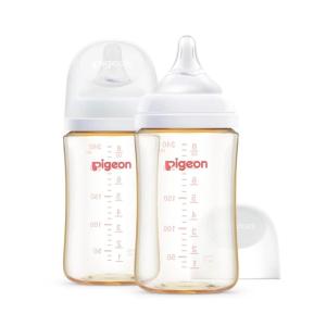 image:imagePigeon PPSU Nursing Baby Bottle Wide Neck AntiColic Streamlined Body Natural Feel Easy to Clean 8 Oz Pack of 2 Includes 2pcs M Nipples 3m8 Oz  2 Packs